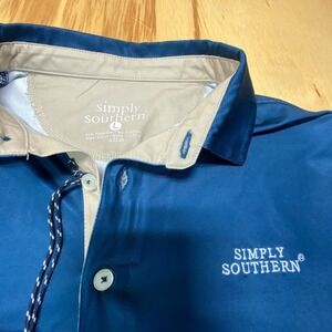 Simply Southern Men's Navy‎ Polo Shirt Large Stretch Performance NWT
